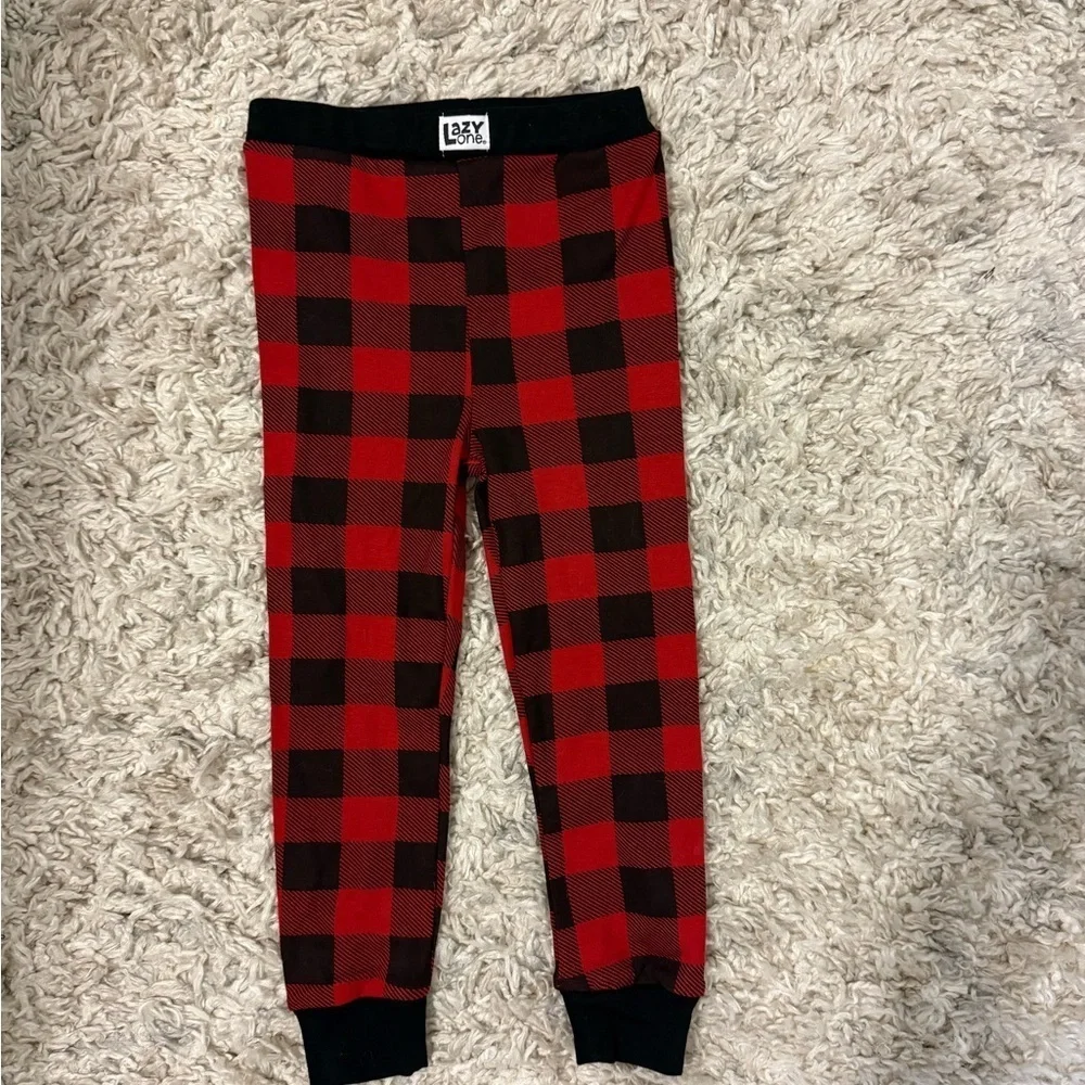 2/$30 Lazy One - Kids Pajama Set - Cream and Red Plaid Print - Sleep in Wild NWT